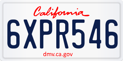 CA license plate 6XPR546