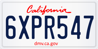 CA license plate 6XPR547