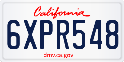 CA license plate 6XPR548