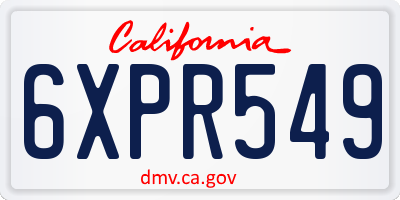CA license plate 6XPR549