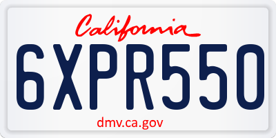CA license plate 6XPR550