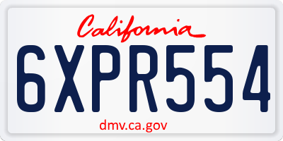 CA license plate 6XPR554