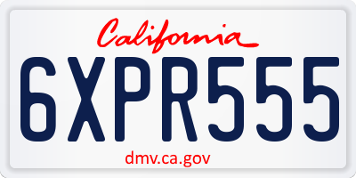 CA license plate 6XPR555