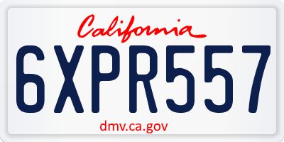 CA license plate 6XPR557