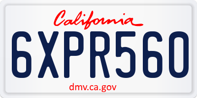 CA license plate 6XPR560