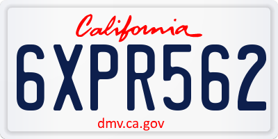 CA license plate 6XPR562
