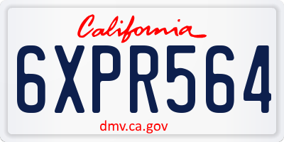 CA license plate 6XPR564
