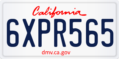 CA license plate 6XPR565