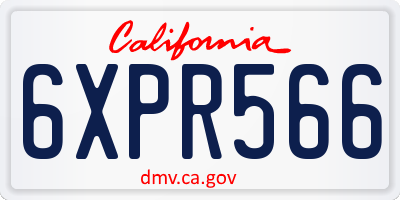 CA license plate 6XPR566