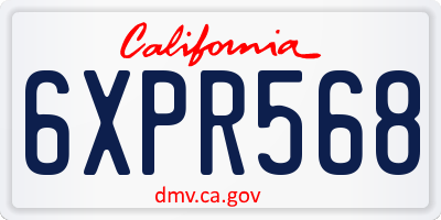 CA license plate 6XPR568