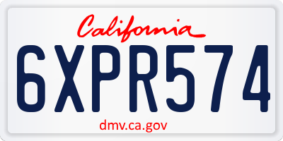 CA license plate 6XPR574