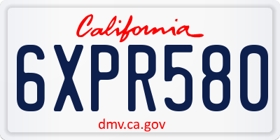 CA license plate 6XPR580