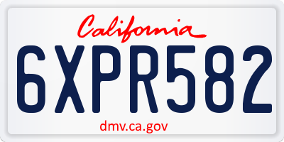 CA license plate 6XPR582