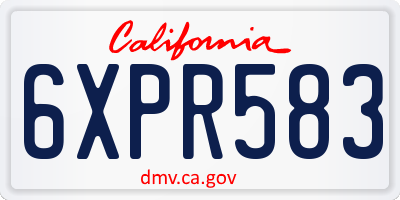 CA license plate 6XPR583