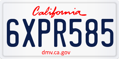 CA license plate 6XPR585