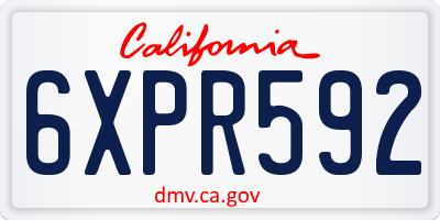 CA license plate 6XPR592