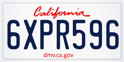 CA license plate 6XPR596