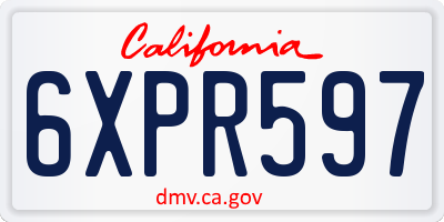 CA license plate 6XPR597