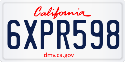 CA license plate 6XPR598