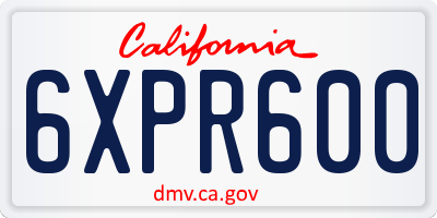 CA license plate 6XPR600