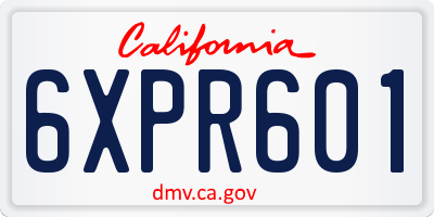 CA license plate 6XPR601