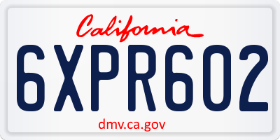 CA license plate 6XPR602