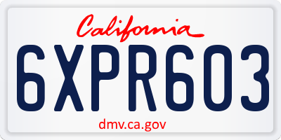 CA license plate 6XPR603