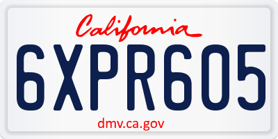 CA license plate 6XPR605