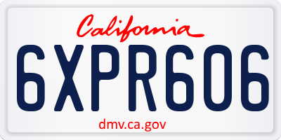 CA license plate 6XPR606