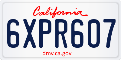 CA license plate 6XPR607