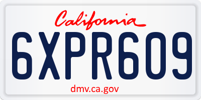 CA license plate 6XPR609