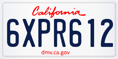 CA license plate 6XPR612