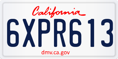 CA license plate 6XPR613