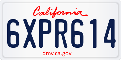 CA license plate 6XPR614