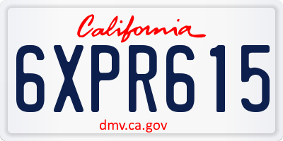 CA license plate 6XPR615