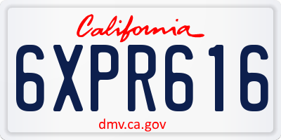 CA license plate 6XPR616