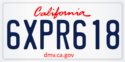 CA license plate 6XPR618