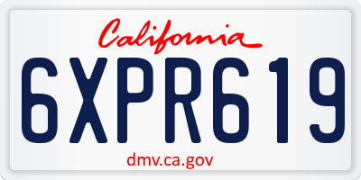 CA license plate 6XPR619