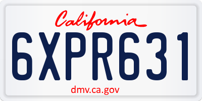 CA license plate 6XPR631