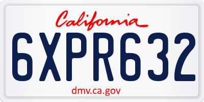 CA license plate 6XPR632