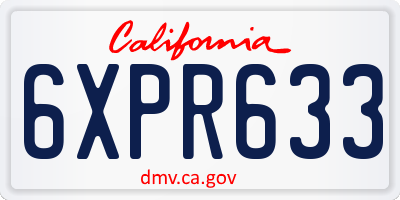 CA license plate 6XPR633