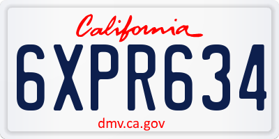 CA license plate 6XPR634