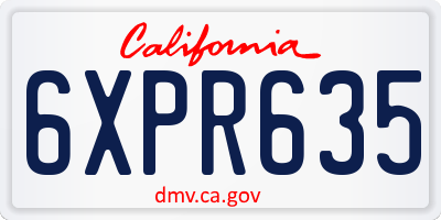 CA license plate 6XPR635