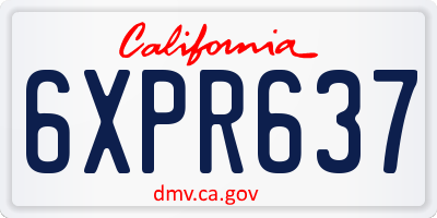 CA license plate 6XPR637