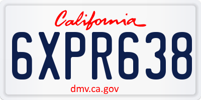 CA license plate 6XPR638