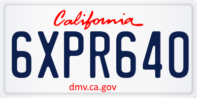 CA license plate 6XPR640