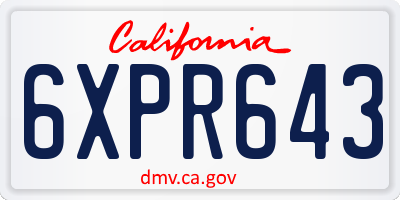 CA license plate 6XPR643