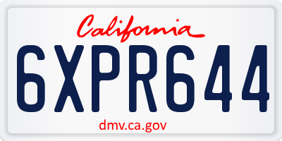 CA license plate 6XPR644