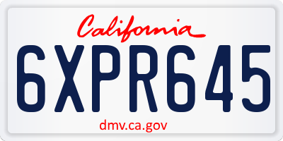 CA license plate 6XPR645