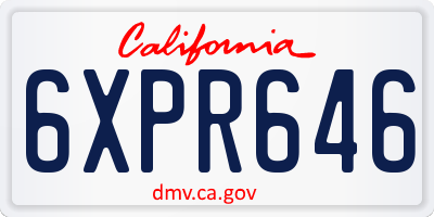 CA license plate 6XPR646